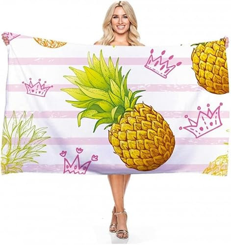 okoikfc 3D Strandtuch 200x200 cm Ananas Badetuch Groß Ananas Microfaser Handtücher Weich Schnell Trocknen Strandhandtuch Herren Frauen Badetücher, Strandtücher Strandlaken Handtuch A1918