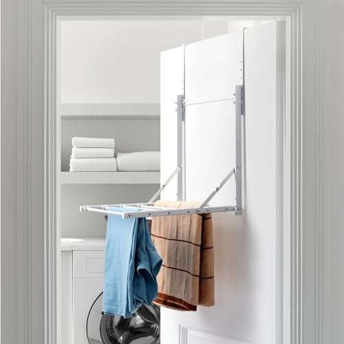Navaris Stendibiancheria da Parete - Stendino Salvaspazio Pieghevole - Stendipanni a Muro o su Porta - Stendi Biancheria Panni in Acciaio - Richiudibile con Altezza Regolabile