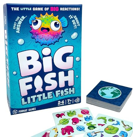 Format Games Big Fish Little Fish – Fast-Paced Family Card Game of Observation & Speed – 2–6 Players, Ages 7+, 15-Minute Rounds, Portable Travel Game