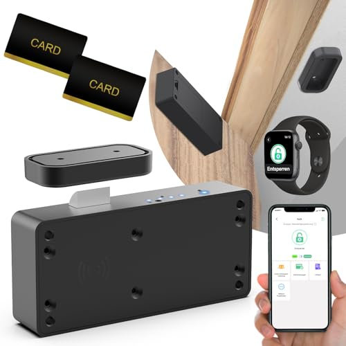 Smart Schubladenschloss, Anweller Elektronisches Schrankschloss Möbelschloss mit APP NFC Schloss Briefkastenschloss, Kindersicherung Schrank für Schrank Schublade Kasten Schließfächer Briefkasten usw