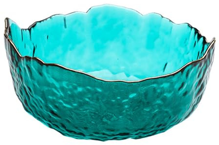 BURLOE Grün,1050ml, Glasschüssel Mit Goldenem Rand, Dessertschalen Salatschüssel 300ML/750ML/1050ML Glasschale Rund Für Salat Dessert Obst Snacks Stapelbare Deko Rund