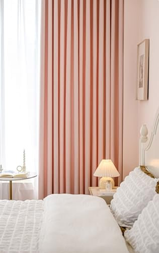 Daesar Vorhänge mit Haken Blickdicht 2er Set 137x274CM, Verdunklungsvorhänge Rosa Modern Einfach Schiebengardinen Kinderzimmer Schlafzimmer