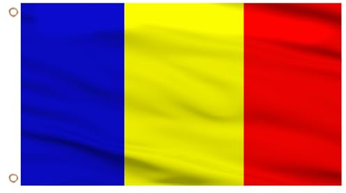 AhfuLife Bandera de Rumania 90cm x 150 cm, 2 Piezas Bandera Rumania Grande Con Ojales De Latón, Banderas Rumana en Poliéster para la Copa del Mundo, Desfiles, Fiestas, Decoraciones de Jardín