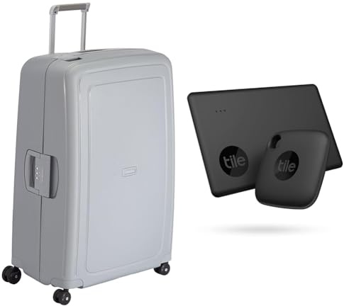 Samsonite S'Cure - Spinner XL Suitcase, 81 cm, 138 L, Silver (Silver) & Tile Bluetooth Item Finder Set
