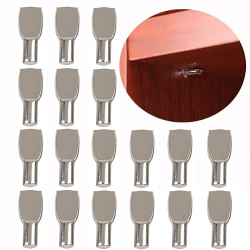 VASANA 30PCS 7mm Schrank Regal Pegs Flache Löffel Form Unterstützung Pin Schrank Möbel Regal Unterstützung Pegs Vernickelte Regal Halterung Pegs für Schrank Bücherschrank Küche Schrank Möbel (Silber)
