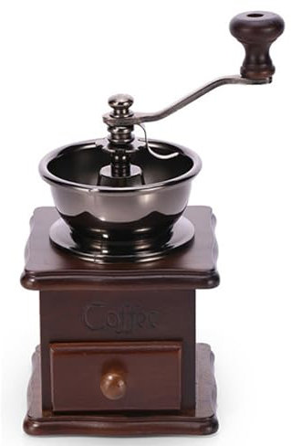 Zjyufy Manual Coffee Grinder, Adjustable Coarseness Vintage Coffee Hand Grinder, Retro Antique Wooden Hand Coffee Bean Mill Grinder for Espresso Pour Over French Press