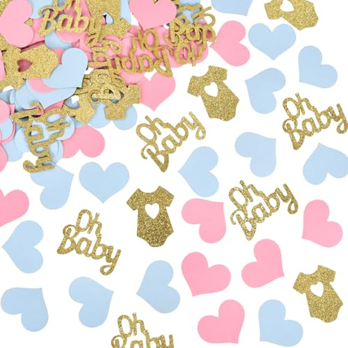 100 Stück Gender Reveal Party Deko,Baby Party Dekoration,Oh Baby Deko,Gender Reveal Konfetti,Babyparty Deko Konfetti,Babyparty Tischdeko,Glitzer Confetti für Baby Shower Deko