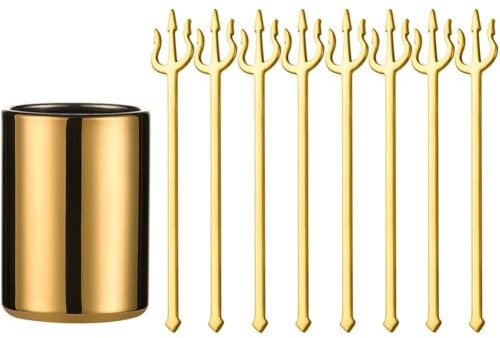 8 Tenedores De Frutas Con Forma De Tridente De Acero Inoxidable Con Cubo, Tenedor Para Aperitivos, Tenedor De Cóctel Único, Tenedor De Postre Para Hogar, Para Postre, Pepinillos, Pastel De Frutas