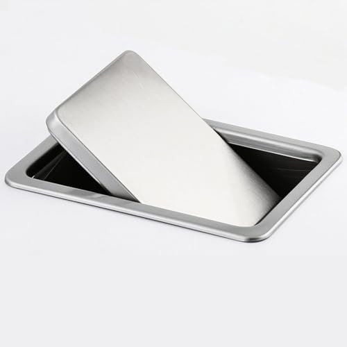 OWOHYG Coperchio per pattumiera da Incasso con sportello Incorporato, Coperchio per pattumiera da Cucina in Acciaio Inox, Coperchio per pattumiera Basculante, per ristoranti/cucina/bagno-22.