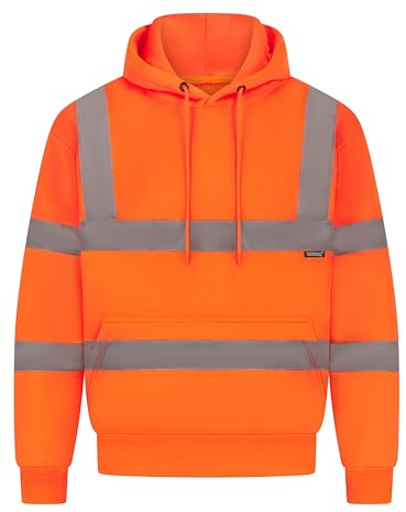 Men's Hi Vis Two Tone Hoodies Safety Fleece Sweatshirt Work Tops GO/RT Compliant Jumpers