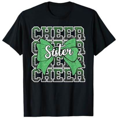 Cheer Sister Bow Sport Cheerleader Cheerleading Grün T-Shirt