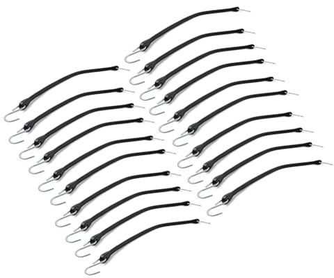 YFUK 20 Stück 21 Plane Outdoor Bungee-Schnüre mit Haken Spanngurte Gummi Schwarz Für Anhänger, Boote, Busse, Wohnmobile, Lastentransporte