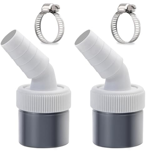 2 adaptadores de desagüe de lavadora de 1/4 pulgadas, conector de lavadora con salida para tubo de 40 mm de diámetro y entrada de 18 – 24 mm, con 2 abrazaderas de manguera para lavavajillas y secadora