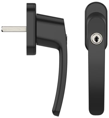 AXA Sicherheits Fenstergriffe - Oval Roma - Fenstersicherung Dreh-Kipp - Mit Zylinder SKG2-4 Positionen - 45˚- 32 mm - Schwarz