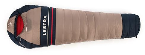 Lestra Sport - Alaska - Sac de Couchage Grand Froid - T° Limit Confort -09 °C - Duvet de Canard - Adulte - 220 x 80 cm - 1,2 kg - Beige
