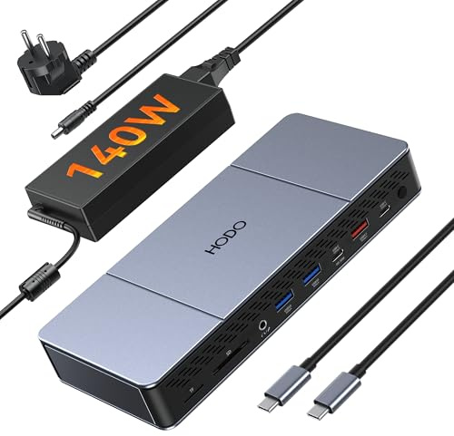 DisplayLink Dockingstation für MacBook M1/M2/M3 - Triple 4K@60Hz Monitor Erweiterung, 18-in-1 USB C Dock mit 140W Netzadapter, 3 HDMI, 2 DP, Ethernet, 10G USB-C/A, Display-Link Treiber Erforderlich