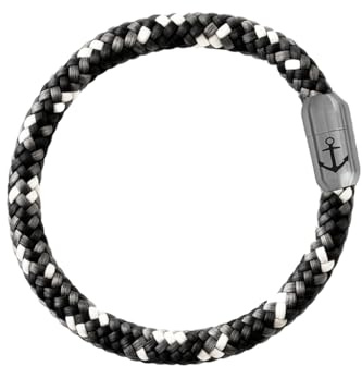 Paris Montana Original Anker Gravur Segeltau Armband, 8 mm Ø, geflochten, Magnetverschluss (Urban, 19 CM)
