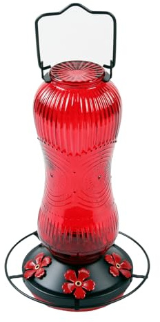 760 ml Glas-Kolibri-Futterstation für den Außenbereich, hängender Vogelwasserspender mit starkem Haken zum Aufhängen, für Garten, Wildvögel, Outdoor, Glas-Vogelfutterstation