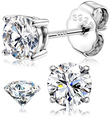 Dochais Moissanite Boucles d'Oreilles Argent Sterling 925 pour Femme Homme Brillant Rond Coupe D Couleur VVS1 Boucles d'Oreilles Diamant Hypoallergiques Bijoux Cadeau 6MM