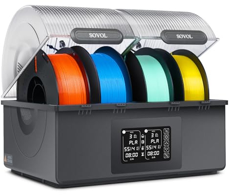 Sovol SH03 Filament Trockner 4-Spulen 2026, 85℃ Max 3D Drucker Filament Dryer Box, Upgraded Umwälzventilatoren/Auto Feuchtigkeitsentfernung/Auto Trocknungsmodus für PLA PETG TPU ABS 1,75/2,85 mm