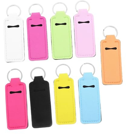 PACKOVE 9 piezas Protector de Labial con Llavero Cubierta para Barra de Labios Estándar Diseño Duradero y Práctico para Bolsos y Llaves