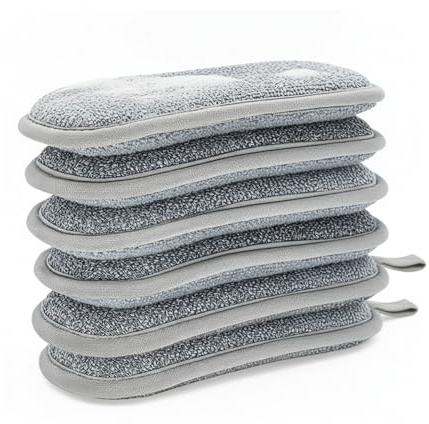 6-Pack Reusable Washing Up Sponge,cleaning sponges – Eco-Friendly, Dual-Sided Non-Scratch Sponges for Kitchen & Bathroom, 16x9.5cm Long-Lasting Cleaners
