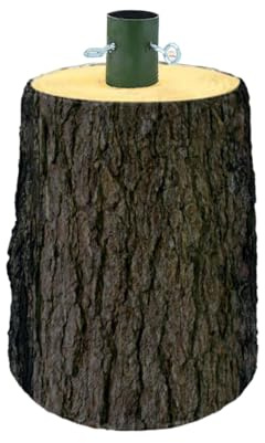 MA MAISON Base Supporto per Albero di Natale – Effetto Tronco Realistico, in PVC, Gancio Metallo, Supporto per Alberi, Decorazioni - Kit di Fissaggio (Tronco Naturale 32xh35 cm Alberi 150/180cm)