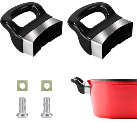 Simaixing Manijas de repuesto para ollas, mango universal para olla de lado corto, repuesto de oreja de baquelita para utensilios de cocina del hogar, accesorios de olla a presión negros para lado