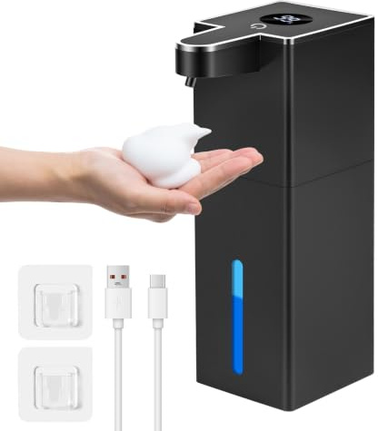 Gaethra Seifenspender Automatisch, 420ml Elektrischer Soap Schaumseifenspender mit Sensor, Seifenspender Automatisch Wandmontage, Berührungslos, USB Wiederaufladbar,IPX5 Wasserdicht,für Bad,BüRo,KüChe