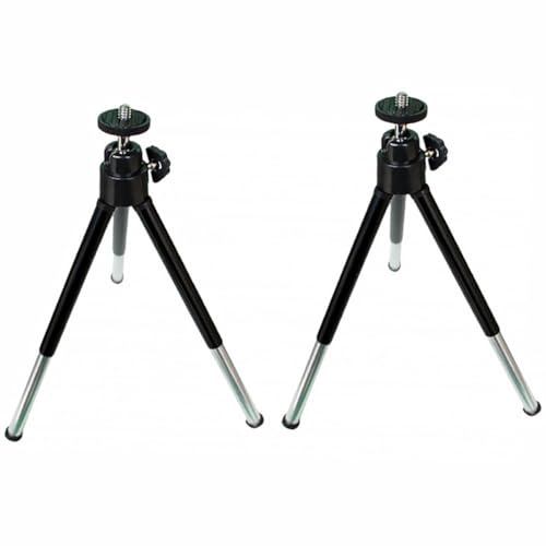 Mini Mobile Phone Tripod Telescopic Two Segment Black 2 Pack | Aluminum and Plastic Build, Desktop Use for Broadcast or Desk Setups, Fits Digital Camera and Mobile Phone