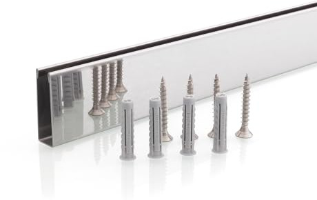 Perfil de pared para mampara, acero inoxidable 304, compatible con vidrio de 6 y 8 mm, con perforación, mirror 8k, 200 cm — Moments of Glass