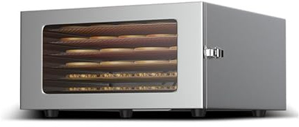 Deshidratador de alimentos, deshidratador eléctrico con 6 bandejas, temporizador 24h y temperatura 30~90°C, liofilizador para carne, frutas, verduras, golosinas para perros (plateada)