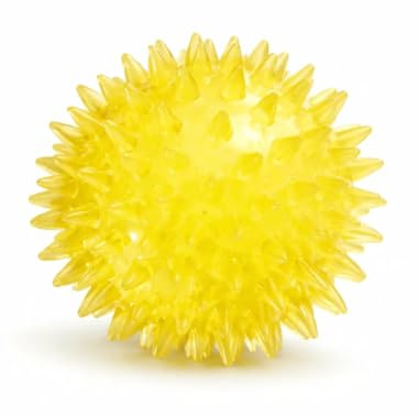 Squeaky Spiky Glow in the Dark Dog Ball for Teeth Cleaning & Gum Massage 2.5 Inch Small Medium Dogs | Spiny TPR Rubber Chew Toy Fetch Play Interactive Bouncy Dental Ball BPA Free Nontoxic Floats
