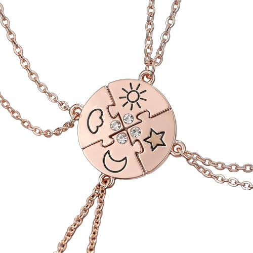 4 cadenas de la amistad para 4 niñas, mejores amigos, cadenas para 4, collar de oro personalizado, joyería moderna para mujer, graduación, cumpleaños, Navidad