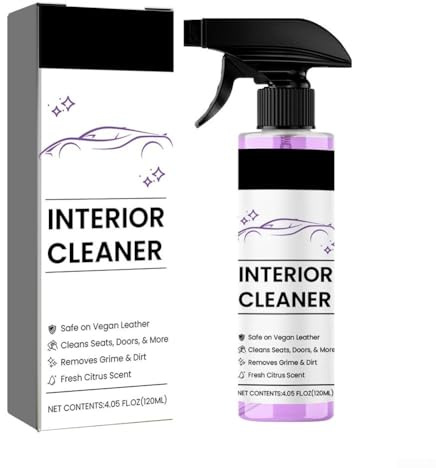 Detergente multiuso per interni auto, 120 ml, per cruscotto, porte, finiture e superfici del tettuccio del tettuccio dell'auto, pulizia e decontaminazione