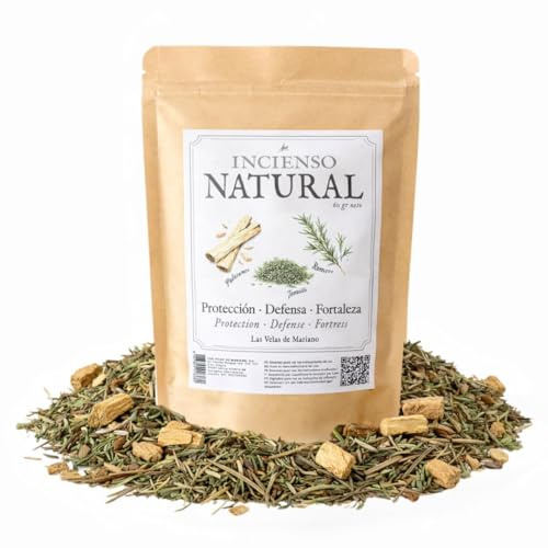 Sahumerio Natural para la Protección, Palo Santo, Tomillo, Romero, 60 Gramos, Sahumerio para Quemar con Carbón, Polvo - Las Velas de Mariano