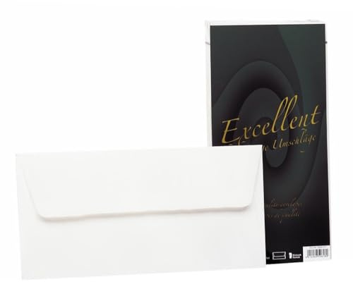 Rössler - Excellent Kuvert DIN lang 25 Stück Weiß | Briefumschläge ohne Fenster DIN lang für Briefpapier, Einladungen, Glückwunsch- und Hochzeitskarten