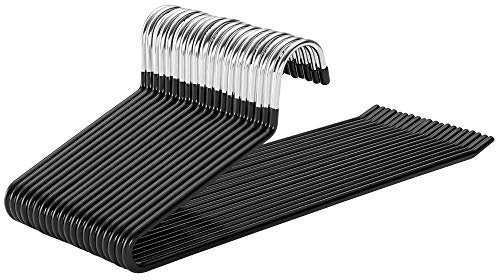 SONGMICS Hosenbügel, 20er Set, Kleiderbügel Hosen, offenes Ende, multifunktional, rutschfest, platzsparend, Länge 38 cm, schwarz CRI004-20