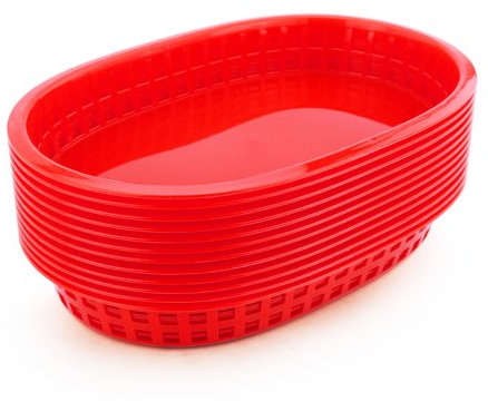 New Star Foodservice 44065 snabbmatskorgar, 25 x 18 cm, set med 12, röd