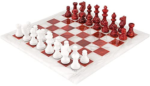 Rot und weiß Alabaster Schachspiel 36.8cm