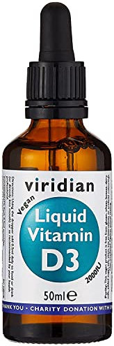 Viridian - Liquid Vitamin D3 2000IU - 50ml | Bone, Muscle & Immune Health | Plant-Based Lichen Source | Vegan D3 Drops, Orange Flavour | Vegan & Kosher | Nutritionist Formulated