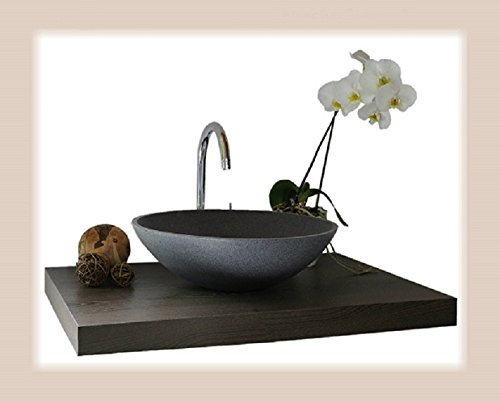 Waschbecken aus Naturstein, Granit, Model Rio, anthrazit, G654, Ø42cm