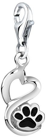 Nenalina Pfoten Karabiner Charm Anhänger für Bettelarmband aus 925 Sterling Silber 714156-001