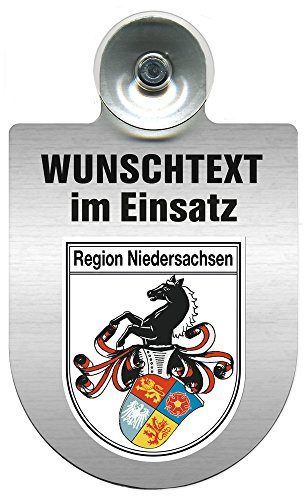 Einsatzschild für Windschutzscheibe incl. Saugnapf - WUNSCHTEXT...Eigener Text - Wappen nach Wahl - 309470 Farbe Region Niedersachsen