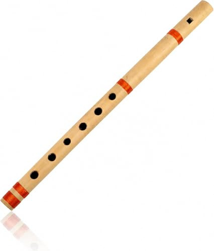 Idée cadeau d'anniversaire unique - Flûte indienne en bambou authentique de 35,6 cm - En forme de B - Instrument de musique traditionnel Bansuri fait à la main - Cadeau fantaisie pour lui, elle et