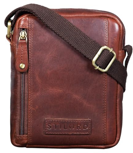 STILORD “Brandon” Borsa Tracolla Piccola da Uomo in Pelle Borsello Borsetta Pratica Sottile Messenger Bag Elegante in Cuoio Colore:porto - cognac
