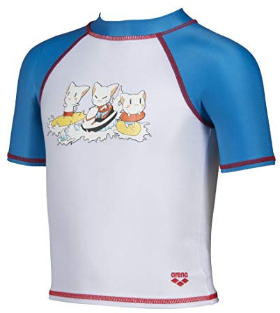 ARENA Friends Kids UV S/S tee Top, Unisex niños, White/Turquoise, 1-2