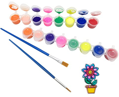Suncatcher Paint Suncatcher Craft Paint for Sun Catchers Transparent Paint Includes 2 Strips of 8 Colors Each Plus 2 Paint Brushes - Bulk (2 Strips)