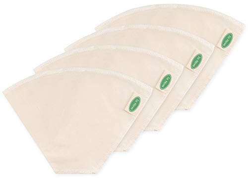 Io Nova ® Återanvändbara kaffefilter, 4 stycken i storlek 4, tillverkade av 100% bomull, filterpåsar för kaffemaskiner och handfilter, permanent filter, kontinuerligt filter, perfekt kaffenjutning