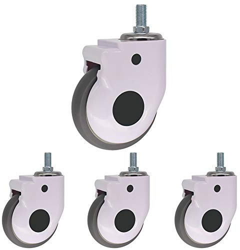 YJDQJL 4 Rotelle/Rotelle con Stelo Filettato, Rotelle Girevoli Silenziose 3/4 / 5inTPR / Rotelle con Freno, per Apparecchiature Mediche, Carrelli/A / 125mm